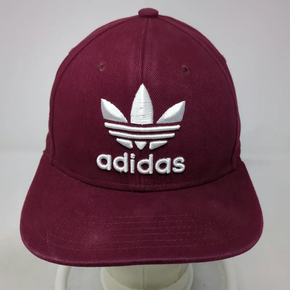Adidas Snapback Red One Size Trefoil Logo Hat Embroidered Cotton 6-Panel Cap